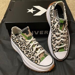 Converse Run Star Hike OX Camo Leopard Platform Shoes